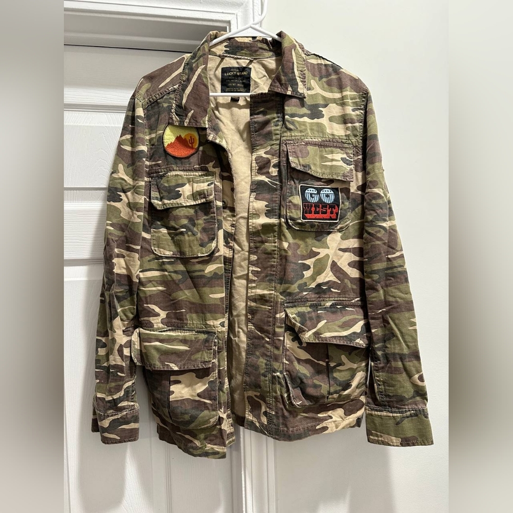 Lucky Brand Women's Long Sleeve Button Up Camo Printed Utility Jacket Size Small